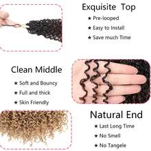 Cabello trenzado Yanky Twist - 8/10/12 pulgadas 1/9 paquetes (24 hebras/piezas) Trenzas cortas de primavera pre-retorcidas y esponjosas, trenzas de ganchillo pre-enrolladas de color negro natural, 1B/30/27 - Degradado - Ver 3