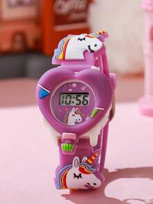 1 件卡通时尚可爱休闲创意心形表盘独角兽数字显示手表，适合青少年和学生，万圣节礼物，感恩节礼物，生日礼物 - 彩色 - 查看 9