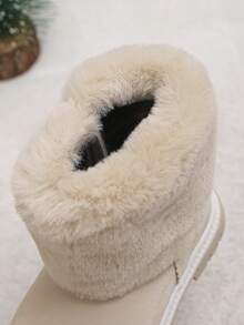 Toddler Girls' Fashionable Cute Tall Faux Fur Snow Boots, Soft Comfortable Warm - Beige - View 6