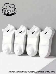 20 Pairs Unisex Socks, Sports Socks, White/Black/Grey Short Socks, Comfortable Ankle Socks With Slash Pattern, Moisture-Wicking, Breathable, Classic Solid Color, Simple & Fashionable Casual Socks, Suitable For Daily Wear