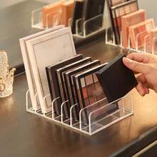 1pc Multi-Compartment Eyeshadow Palette Makeup Organizer Box, Blush Cosmetic Skincare Serum Facial Mask Holder Display Rack, 7-Slot Transparent Glasses Storage Tray