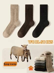 1/2/3/6 双装女士中筒袜，适合秋冬季节，可爱圆点图案，保暖舒适，可搭配靴子，厚羊毛袜，舒适袜