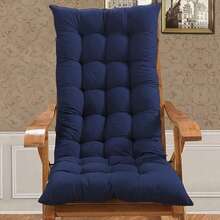 Winter And Autumn Brushed-Back High-Backed Chair Seat Cushions For Dining/Kitchen/Office Use. With Straps And Thickened Integrated Rocking Chair Cushions. Suitable For Indoor/Outdoor Furniture, Terrace Chair Cushions (48*120cm, 1/2 Piece) - 藏蓝色 - 查看 2