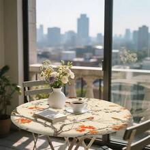 1/36 buc. Față de masă rotundă, stil boem nordic modern, cu crengi de copac și frunze, imprimare digitală, 48 in/54 in, elastică, protectoare, rezistentă la zgârieturi, potrivită pentru viața de zi cu zi, mese de interior/exterior, balcon, camping, cadou ideal - Față de masă elastică - Vizualizare 2