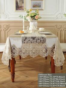 1pc Rectangular Tablecloth, Square Tablecloth Suitable For Kitchen, Conference Table, Table Cover Place Mat With Delicate 3d Gold Thread Embroidery Lace Edging. Made Of Velvet Material, Suitable For All Seasons, Dirt-Proof And Heat-Proof, Ideal For Home/ Festival Decoration Best Gifts,Wedding Tablecloth,Wedding Decor,Home Decor ,Room Decor, Birthday Graduation Birthday Decorations Party Decorations Bachelorette