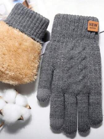 1pair Women's Winter Double Layer Thick Touch Screen Gloves + 1pair Knitted Thermal Lined Full Finger Gloves, Ideal For Running, Driving, Cycling, Party, Hiking, Typing, Gaming, Etc. Halloween Accessories Winter Gloves