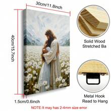1pc Framed/Unframed Jesus Hugging Girl Canvas Poster Print Bible Christian Art Aesthetic Painting Minimalist Wall Art Picture For Dorm,Apartment,Bedroom,Living Room,Modern Home Decoration