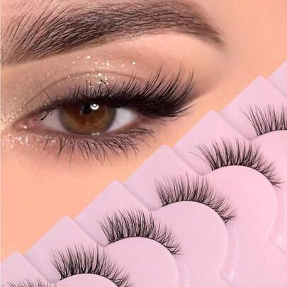 9 pares de pestañas postizas de ojos de gato de imitación de visón | Banda transparente 3D ligera y corta | Crea un efecto natural, suave y esponjoso, adecuado para el uso diario, citas, brunch, videollamadas, fotos de pasaporte, invitados de boda, maquillaje de viaje y vacaciones. Pestañas postizas, pestañas, pestañas postizas, pestañas