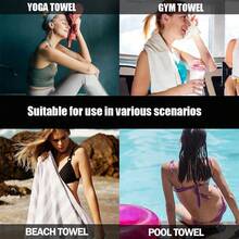 Toalha de praia/natação de microfibra absorvente de secagem rápida, 2/1 peça, toalha de praia macia de secagem rápida, dupla face, de pelúcia, cor sólida, portátil, para ioga, fitness e esportes