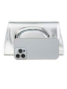 1 Stück silberne Palmen-Muster Damen Abendtasche, modisch und elegant, geeignet für Hochzeit/Party/Abschlussball/Bankett