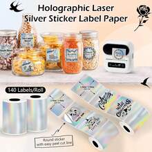 Holographic Silver/Gold/Purple Thermal Labels Paper For Phomemo M110 M200 M220 M221,50x50MM Round&Square,Waterproof Self-Adhesive Mini Printer Laser Stickers For DIY Glitter Labels/Thanks Card - Multicolor - View 8