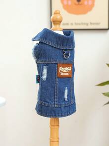 1pc Pet Clothes, Dog/Cat Apparel For Poodle, Teddy, Small Dogs & Puppies, Casual, Fashionable, Cute, Comfortable, New Outerwear - Blue - View 8