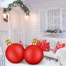 2 Piece 32 Inch Giant PVC Inflatable Chritma Decorated Ball Omen Outdoor Lar Xma Blow Ball Decoran For Chritma Themed Party Omen OlidRed - 紅色 - 查看 4