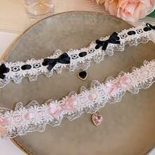 1 New Perfect Exquisite Lace Bow Pendant Heart-Shaped Necklace, Elegant And Fashionable Y2K Style Women's Neck Accessory Necklace, Birthday Party Summer Vacation Beach Accessories - Women's Accessories From Local Warehouse - 粉紅色的- - 查看 6