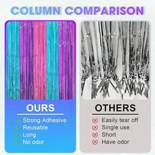 3 Pack 3.3x8.2 Feet Iridescent Transparent Foil Fringe Backdrop Curtains, Tinsel Streamers Birthday Party Decorations, Fringe Backdrop For Graduation Baby Shower Gender Reveal Disco Party-233418 - 61BluePinkandPurple - View 4