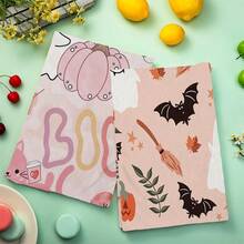 2/4/6/48pcs Halloween Ghost Print Soft Kitchen Towels/Hand Towels, Multi-Purpose, Quick Drying Dish Cloths, Suitable For Kitchen, Celebrations, Weddings, Decorations And More