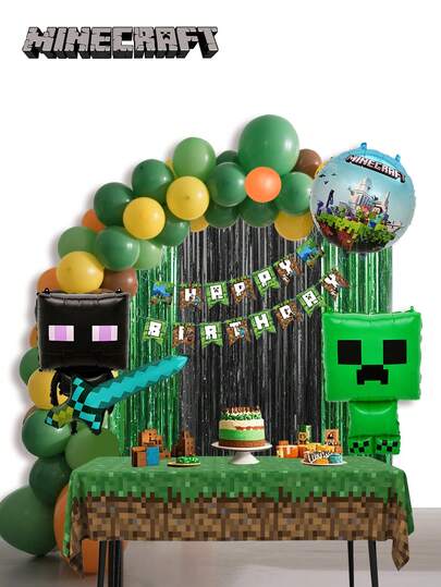 Microsoft 59PC Mincraft Officially Licensed Balloon Set Cartoon Anime Peripherals Decoration Theme Party Supplies Birthday Christmas Best Choice For Family Friends Gifts