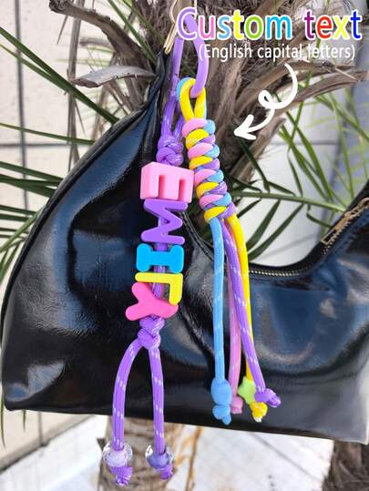 1 pieza Encanto de color de dopamina tejido a mano personalizable con cuentas de letras, regalo de Navidad/Halloween/Cumpleaños Y2K, Glamour de Año Nuevo