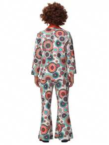 多件套，复古 80 年代迪斯科风格服装，包括女款：连体裤、腰带；男款：衬衫、夹克、裤子（不含假发），男女同款情侣舞台表演角色扮演派对服装万圣节 - 彩色 - 查看 7