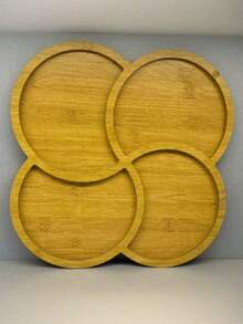 MDF Snack Bowl 30x26cm For Snacks Such As Barbecue Cold Food Clover Tray 4 Compartments Practical And Easy