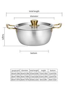 3 Pieces/Set Set Of Stainless Steel Pans With Golden Handles (Includes 3 Different Size Pans - Small Size Can Be Used As Rice Cooker, Food Pot, Etc. The Medium Size Can Be Used As Instant Noodle Pan, Soup Pot For Two People. Large Size Can Be Used As Family Soup Pot, Small Fact) - Silver - View 3