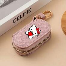 Sanrio 1 قطعة سانريو هالو كيتي سلسلة مفاتيح - حامل مفاتيح سيارة جميل، حامل مفاتيح متعدد الوظائف كبير وقابل للنقل مع كيس تخزين بسيط وصغير للاستخدام المنزلي والسفر