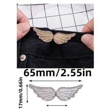 1双高品质翅膀带钻腰紧扣裤针领扣女士胸针耐用时尚可拆卸裤夹牛仔裤、裙子、女裤包配饰女学生 - 金色 - 查看 3