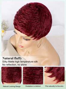 Short Pixie Cut Straight Wig ,Short Pixie Cut Layered Wigs With Bangs For Daily Wear Full Machine Made Wigs