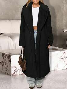 Fluffy Faux Fur Jacket For Women - Black - View 4