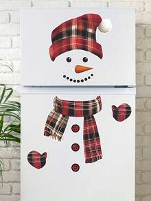 1 Pc Christmas Splicing Cute Christmas Snowman Stickers Can Be Used For Glass Refrigerator Toilet Bathroom Decoration Self-Adhesive Removable Wall Stickers