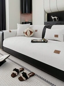 1 szt. Jednokolorowy, wodoodporny pokrowiec na sofę, skórzana etykieta, antypoślizgowy spód, przyjazny dla zwierząt, nie gubiący sierści, odpowiedni do sypialni, salonu, biura, wystroju wnętrz, pasuje do sof jednoosobowych, dwuosobowych, trzyosobowych, czteroosobowych i modułowych