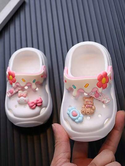 أحذية منزلية لطيفة للأطفال، أحذية داخلية ناعمة القاع للأطفال الصغار، صنادل شاطئية مغلقة الأصابع للبنات للصيف