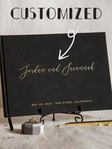 1pc Personalized Black Horizontal Wedding Guest Book, Customized Wedding Memorial Photo Album, Mr. & Mrs. Signing Book,Multi-Functional, ,Ornamental,Reusable,Exquisite,Stylish,High-Quality,Colorful,Modern,Custom,Personalized,Unique,Ideal Gifts For Him,Ideal Gifts For Her,Boyfriend,Dad,Girlfriend,Mom,Family,Friends,Tea Room,Home,Garden,Office,For Anniversaries,For Valentine's Day,For Mother's Day,For Birthdays,For Father's Day,For Graduation,For Weddings,For Housewarming,Multi-Functional, ,Ornamental,Reusable,Exquisite,Stylish,High-Quality,Colorful,Modern,Custom,Personalized,Unique,Ideal Gifts For Him,Ideal Gifts For Her,Boyfriend,Dad,Girlfriend,Mom,Family,Friends,Tea Room,Home,Garden,Office,For Anniversaries,For Valentine's Day,For Mother's Day,For Birthdays,For Father's Day,For Graduation,For Weddings,For Housewarming