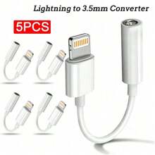 1-5个3.5mm耳机插孔适配器音频线，兼容 14 Pro Max/14 Pro/14 Plus/14/13/12/11/X/Pro Max系列 - 白色 - 查看 1