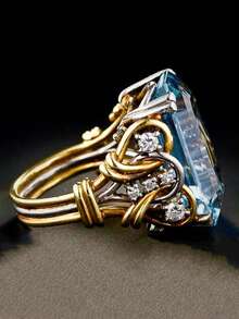 1枚浪漫立方氧化锆戒指，女士款式，适合婚礼、订婚、周年纪念、派对、情人节及其他场合。 - 2# - 查看 1