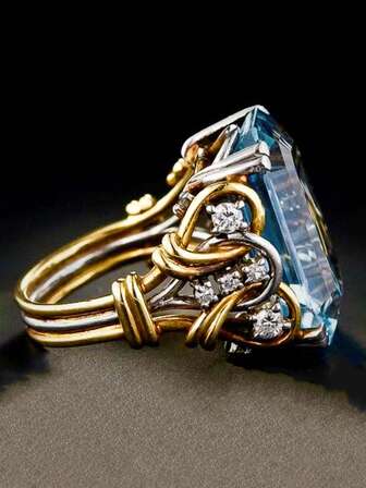 1 Pc Romantic Cubic Zirconia Ring For Women For Wedding Engagement Anniversary Party Jewelry Valentine's Day Gift