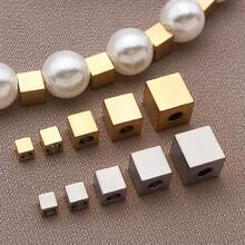 20 件不锈钢立方体隔珠隔珠散珠金属珠光面珠手链珠适用于 DIY 工艺项链珠宝制作用品 - 彩色 - 查看 8