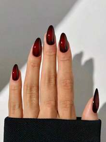 24pcs Almond Ombre Black Nail Stickers Set, Medium Size Design For Perfect Fit, Includes 1pc Jelly Gel And 1pc Nail File.Red Nail Stickers Suitable For Women And Girls DIY Everyday, Work, Study And Party Manicure. IMBB - Nhiều màu - Xem 3