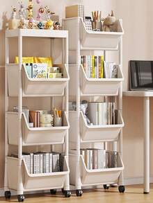 Prateleira de canto portátil, estante móvel, prateleira com rodinhas de vários níveis, estante móvel para brinquedos e livros, organizador familiar para artigos de papelaria, ideal para banheiro, sala de estar, quarto e outros cantos, embaixo da mesa e em outras superfícies, uma solução prática para armazenamento e organização. - Multicolorido - Ver 3