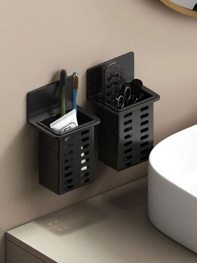 1/2 件壁挂式浴室储物架，免打孔，卫生间淋浴房洗脸盆收纳架，用于存放小物品和工具家居浴室装饰浴室收纳架，浴室厕所洗手池牙刷牙膏梳子收纳神器，返校，浴室装饰与配件