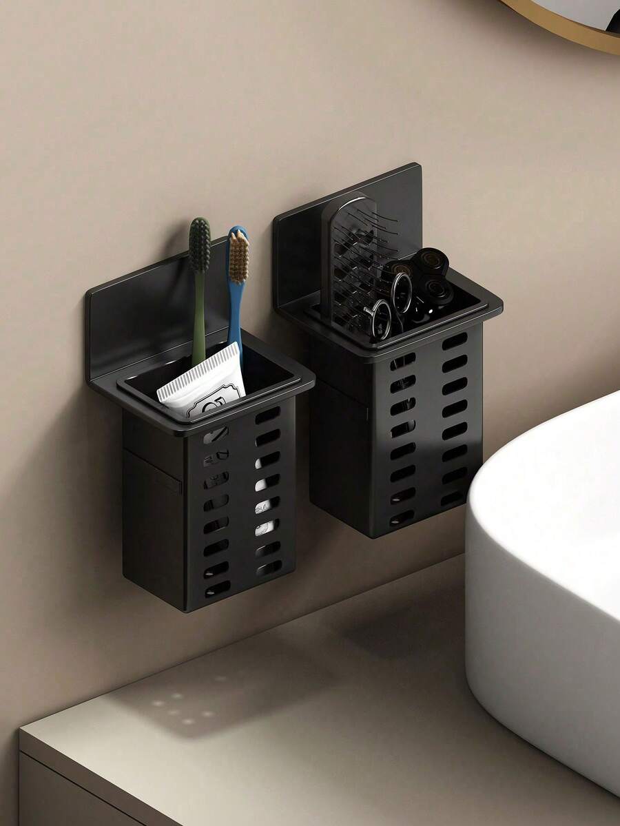 1/2pcs Wall Mounted Bathroom Storage Shelf, Punch-Free, Toilet Shower Room Washbasin Organizer Rack, For Small Items And Tools Home Bathroom Decor Bathroom Organizer , Bathroom Toilet Hand Washing Sink Toothbrush Toothpaste Comb Storage Artifact,Back To School,Bathroom Decor & Accessories