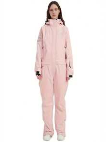 1 件粉色女式连体滑雪服，带拉链口袋和拉链通风口，女式滑雪运动连体衣，适合户外活动，冬季运动滑雪装备，加固结构，功能性滑雪设备，耐用雪具，滑雪服女式滑雪服 - 粉色 - 查看 11