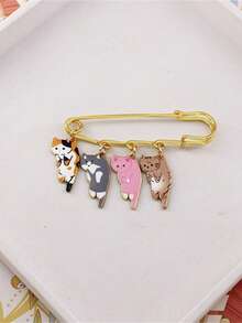 创意猫咪珐琅别针可爱猫咪胸针黑白橙灰粉猫咪胸针翻领徽章动物饰品 - 均碼 - 查看 7