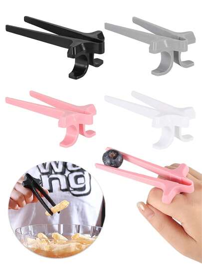 4pcs/5pcs Finger Snack Clip, Slouchy Finger Chopstick Clip, Non Dirty Hand Finger Chopsticks, Snack Clip, Finger Pliers, Non Dirty Hand Clip Snack Finger Loop, Convenient For Snacking, Suitable For Playing Games, Typing Keyboards, Office Or Holding Mobile Phones, Can Pick Up Some Small Snacks Such As Potato Chips