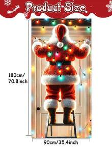 1pc Santa Claus Hanging Banner, 70.8x35.4 Inches, Made Of Polyester, Suitable For Home Entrance And Outdoor Christmas Decoration