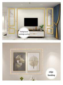 3D Stereo Bathroom & Kitchen Wall Stickers, Self-Adhesive Line Decor TV Background Wall Frame Waterproof Wallpaper Baseboard Wall Decals - Multicolor - View 10