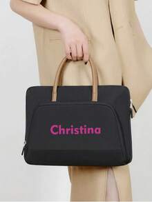 Customized And Personalized Halloween Text Name Computer Bag, Large Capacity Portable Computer Bag, Daily Fashionable Multi-Functional Computer Bag, Simple Customized Briefcase, Suitable For Commuting, Shopping, Business Trip, Vacation, As A Gift For Father, Mother, Sisters, Brother, Friend, Couple.