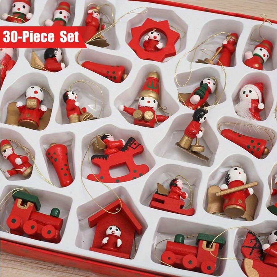 30pcs/Set Christmas Ornament Plush Toys Gift Box
