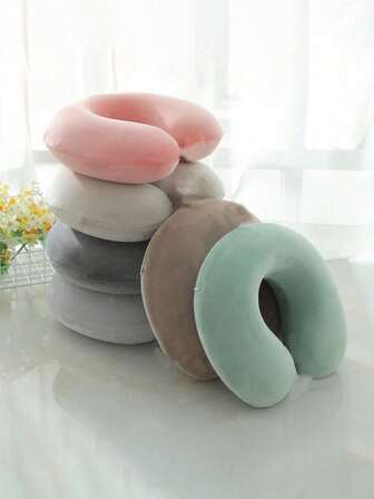 Travel Pillow Neck Pillow, Airplane Pillow Travel Car Home Office, Travel Neck Pillow Flight Pillow Snap Button With Soft Cover, U Shape Neck Pillow Portable Student Adult Pillow Pad, Breathable And Comfortable U-Shaped Inflatable Pillow, Removable, Suitable For Travel,The Position Of The Port Is Random