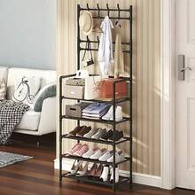 1 pieza Estantería de almacenamiento de múltiples capas, perchero de pie multifuncional para el hogar o dormitorio, gabinete para zapatos, estante para sombreros
